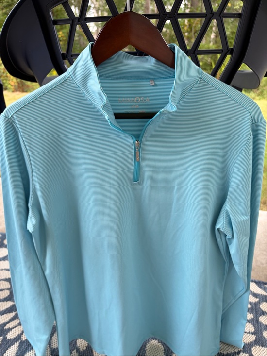 Mimosa Tops - Mimosa Women’s Aqua Long-Sleeve Quarter-Zip Pullover